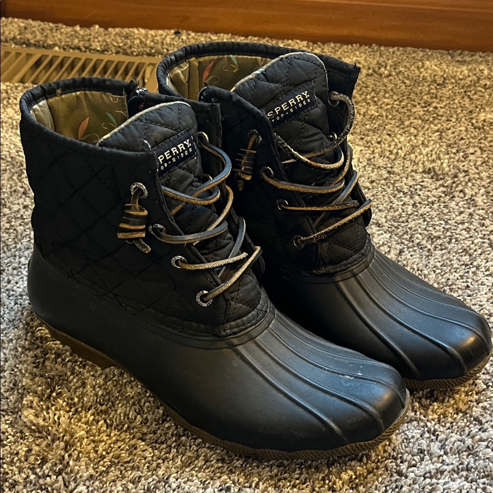 Sperry Black Quilted Duck Boots